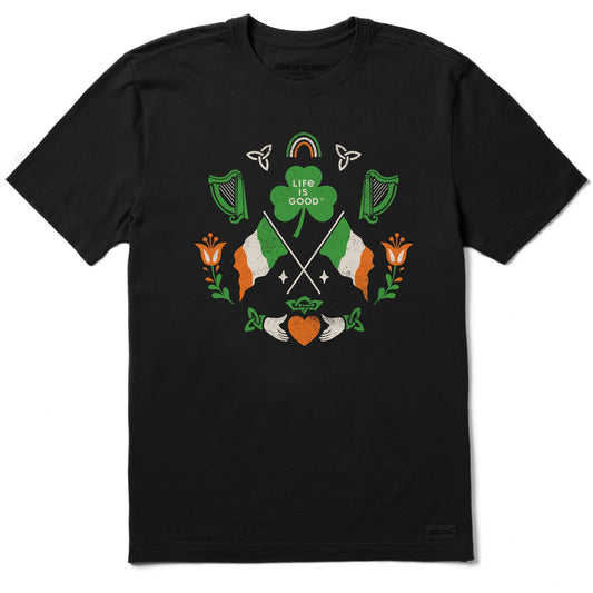 Men's Mirror Clover Irish Flags Short Sleeve Crusher Tee