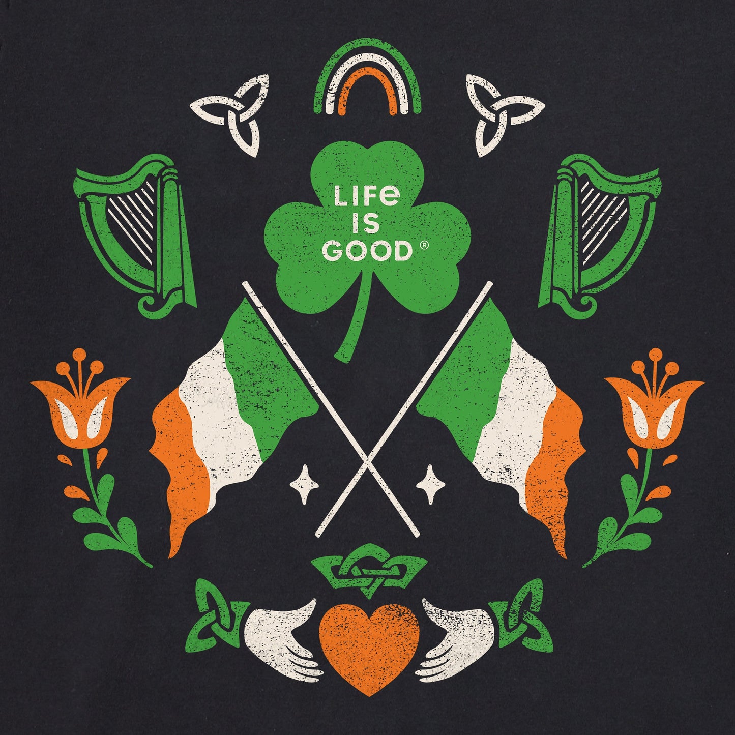 Men's Mirror Clover Irish Flags Short Sleeve Crusher Tee