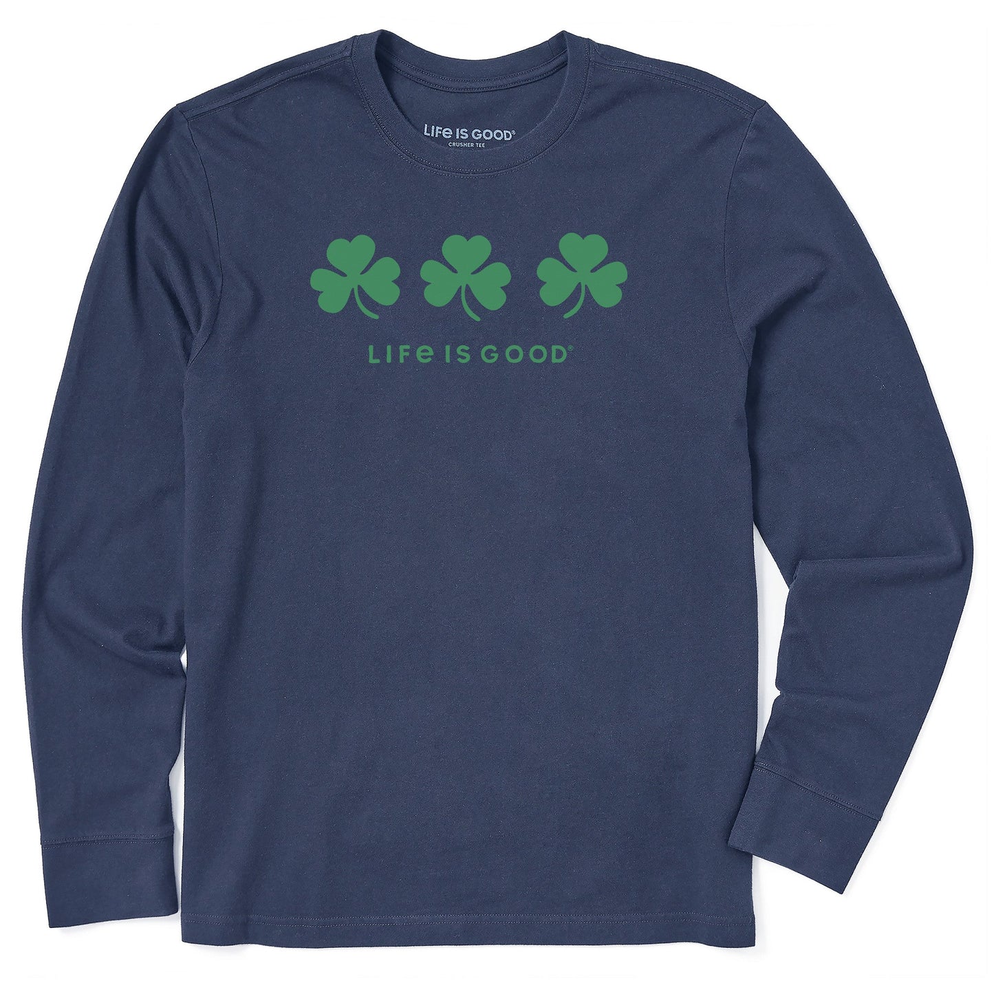 Men's Three Shamrocks Long Sleeve Crusher Tee