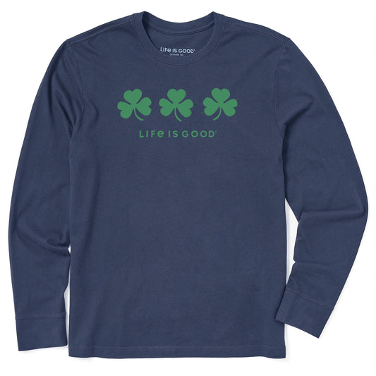 Men's Three Shamrocks Long Sleeve Crusher Tee