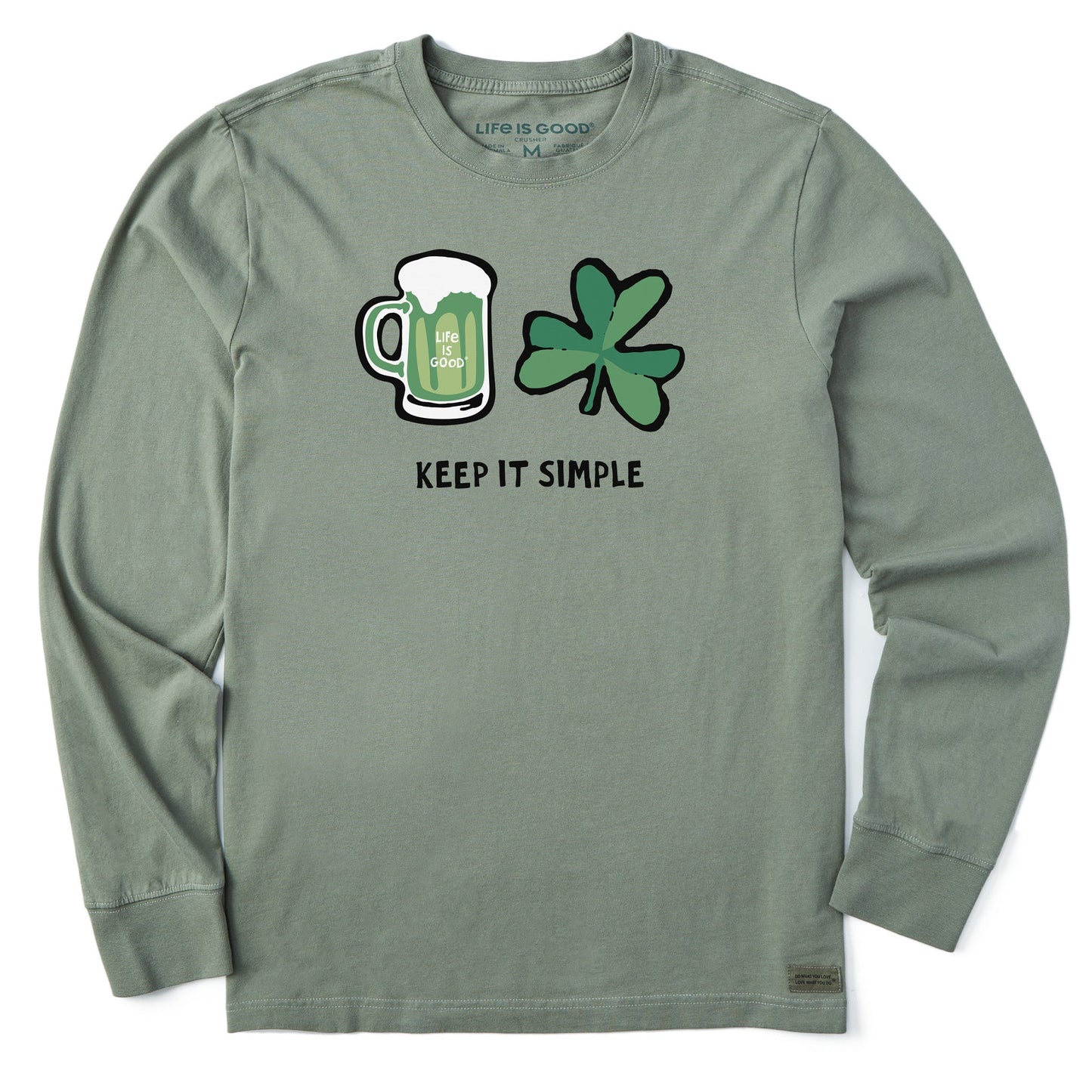 Men's Keep it Simple Beer & Clover Long Sleeve Crusher Tee