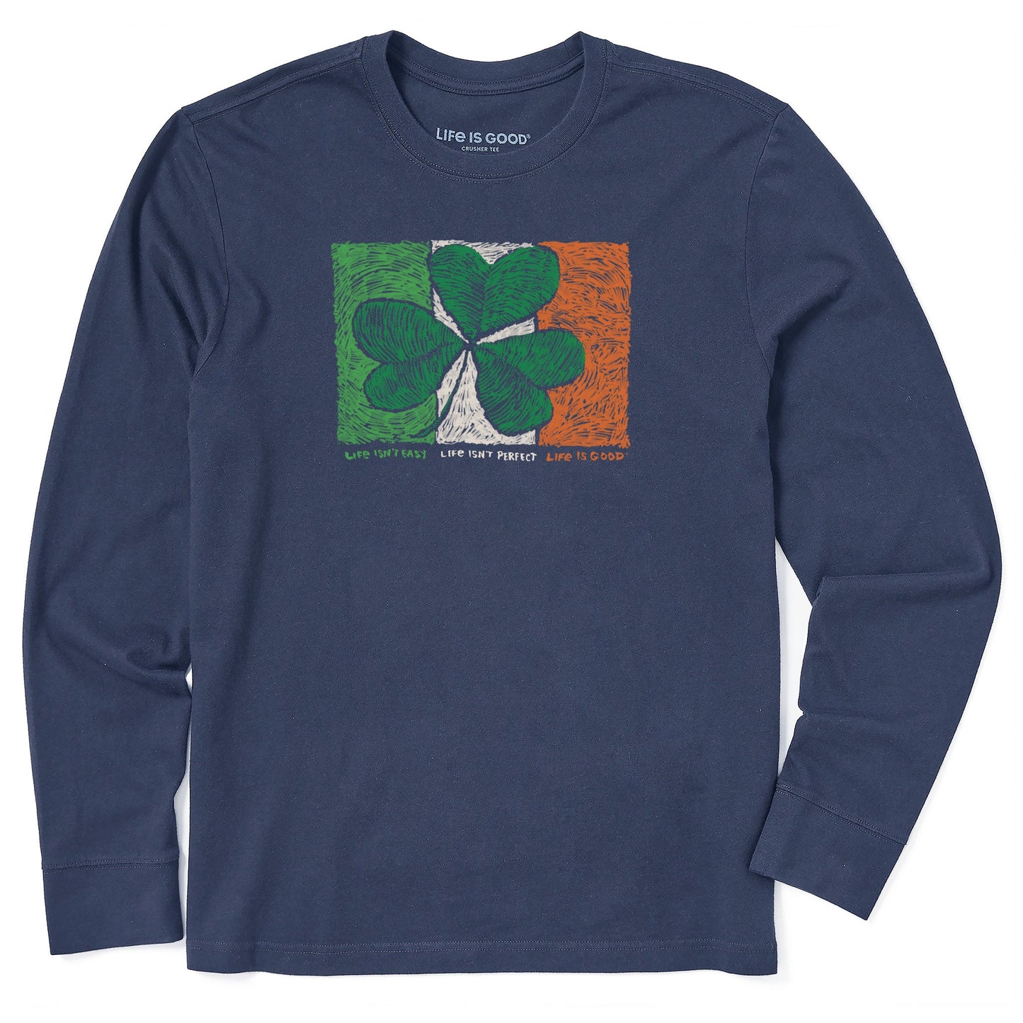 Men's Irish Flag Clover Long Sleeve Crusher Tee