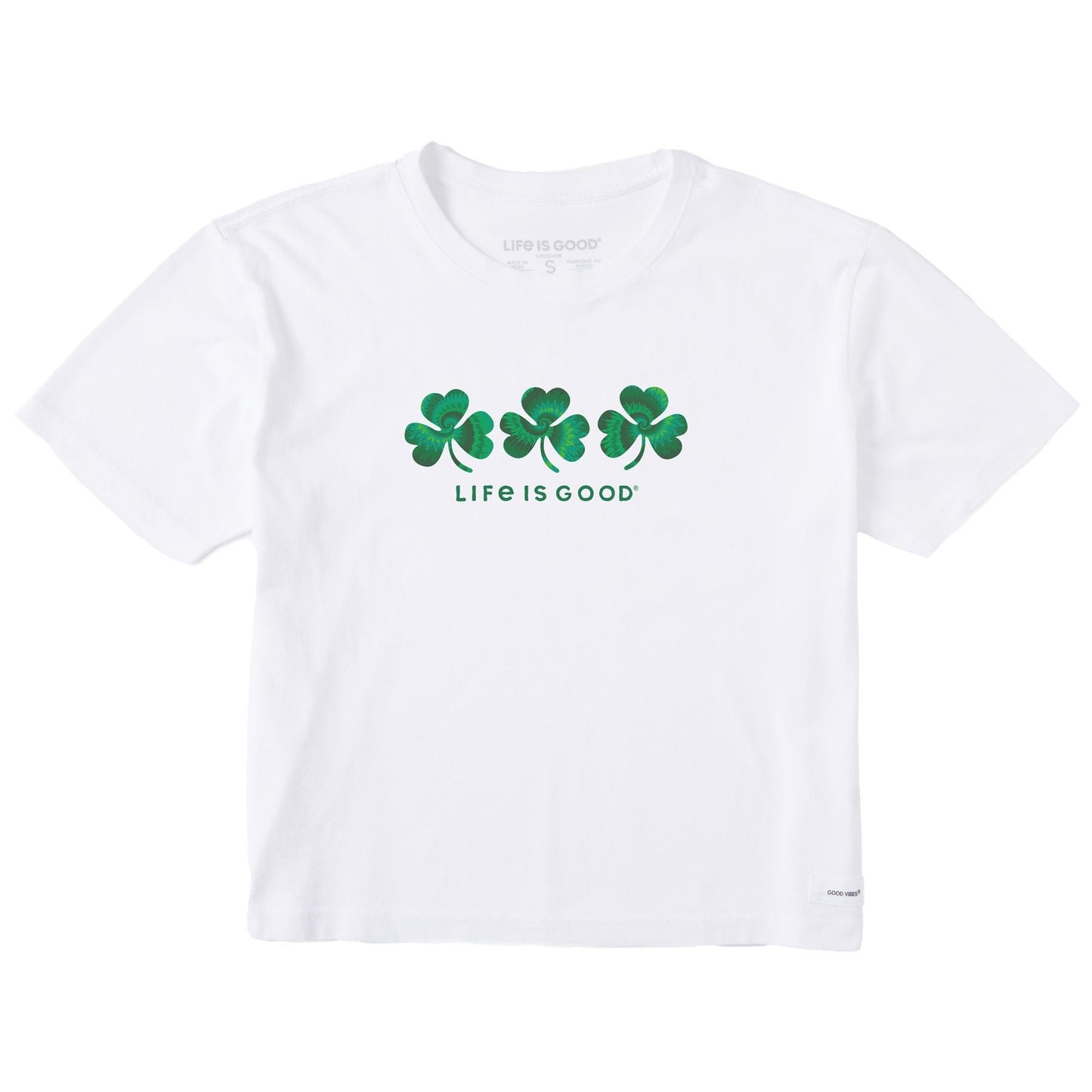 Women's 3 Tie Dye Clovers Short Sleeve Crusher Boxy Tee