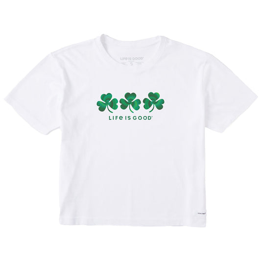 Women's 3 Tie Dye Clovers Short Sleeve Crusher Boxy Tee