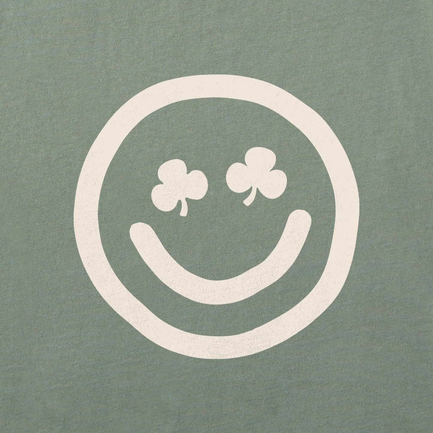 Women's Clean Clover Smile Face Short Sleeve Crusher Boxy Tee