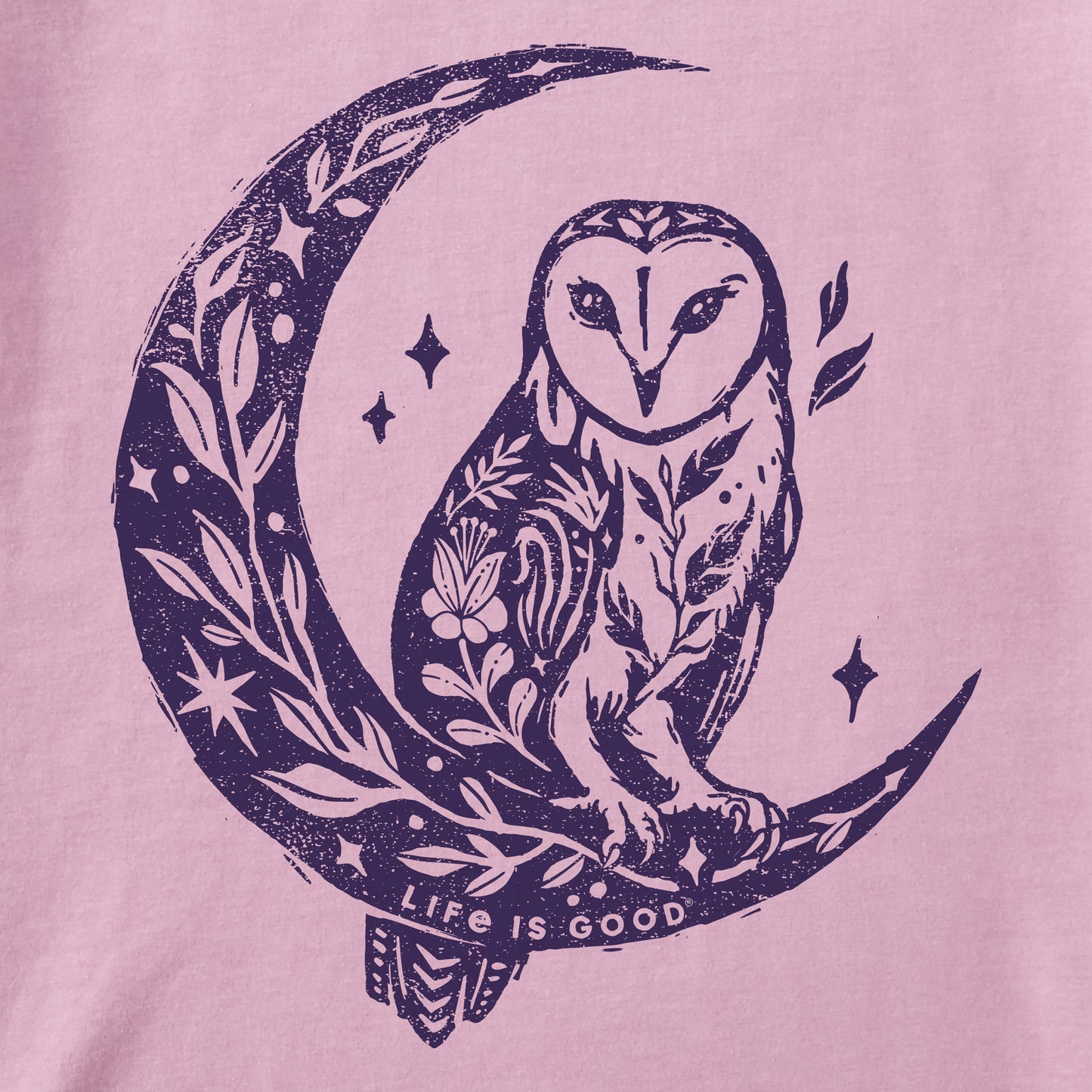 Women's Floral Owl on Moon Long Sleeve Crusher Tee