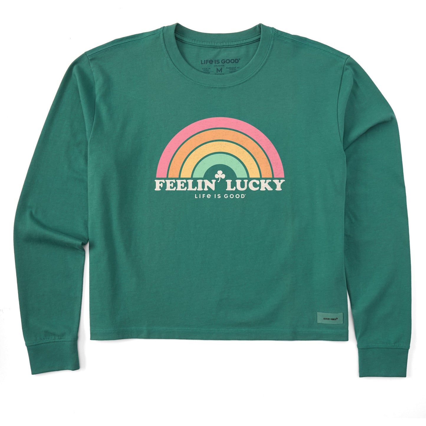Women's Feelin' Lucky Rainbow Long Sleeve Crusher Boxy Tee