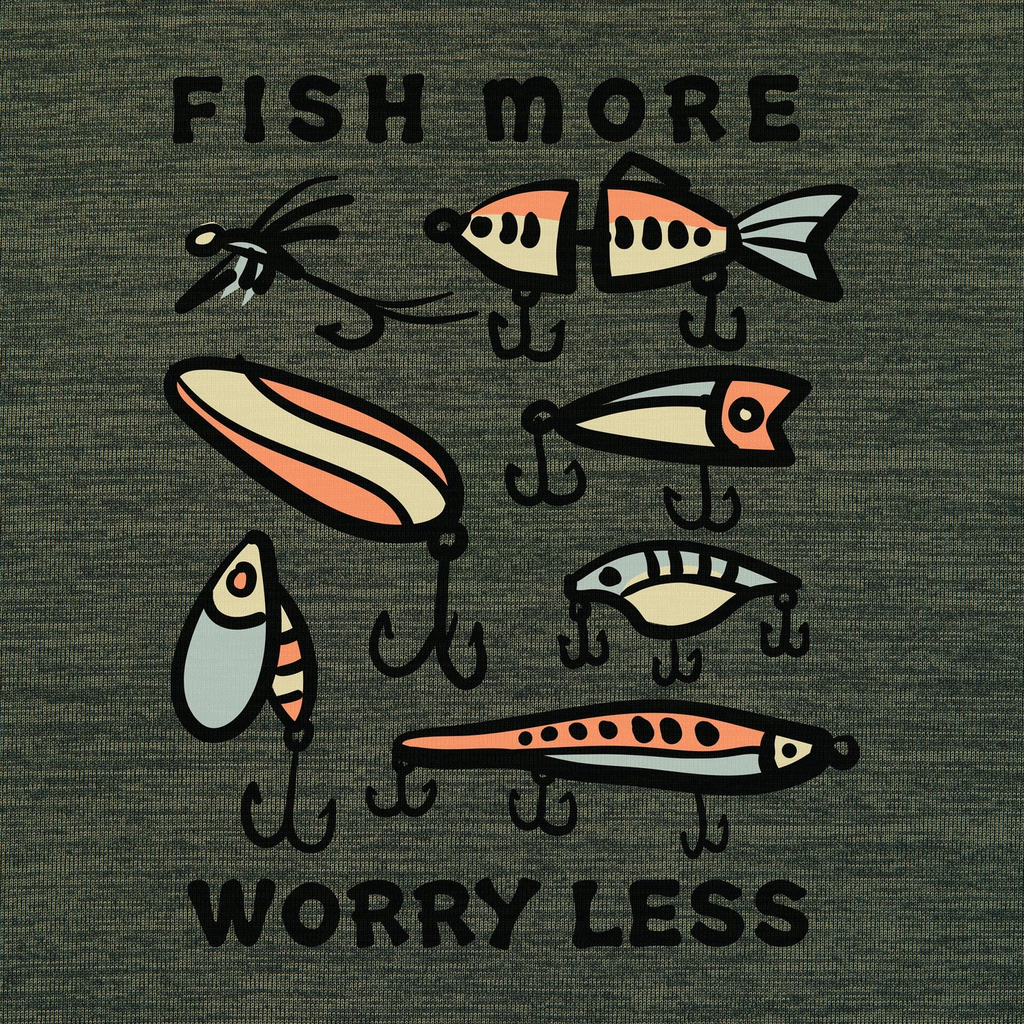 Men's Vintage Fish More Worry Less Short Sleeve Sun Crusher Tee