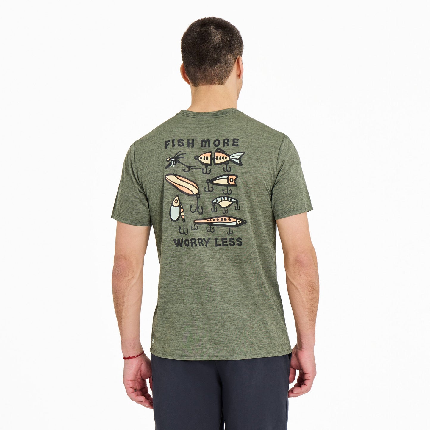 Men's Vintage Fish More Worry Less Short Sleeve Sun Crusher Tee