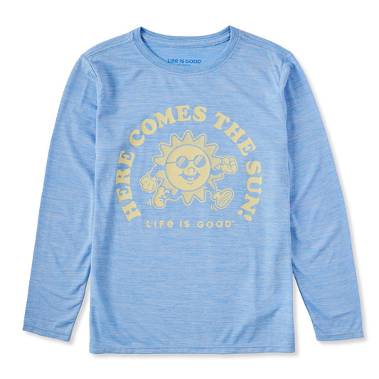 Kids Here Comes the Sun Mascot Long Sleeve Sun Crusher Tee