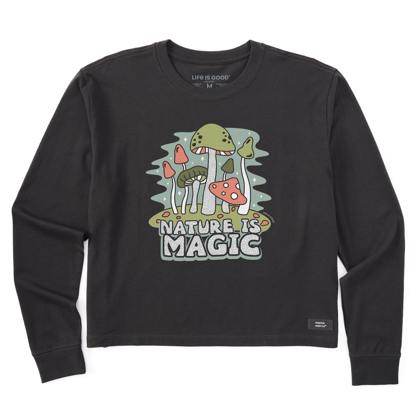 Women's Nature is Magic Mushrooms Long Sleeve Crusher Boxy Tee