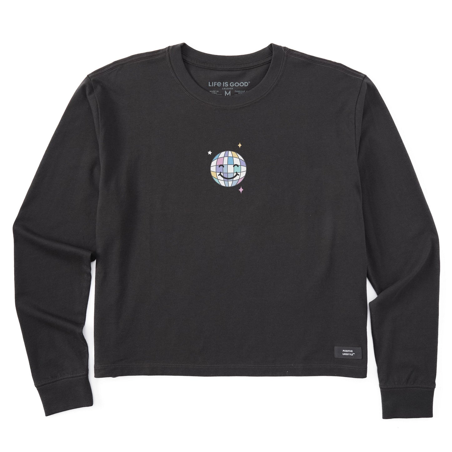 Women's Disco Ball Long Sleeve Crusher Boxy Tee