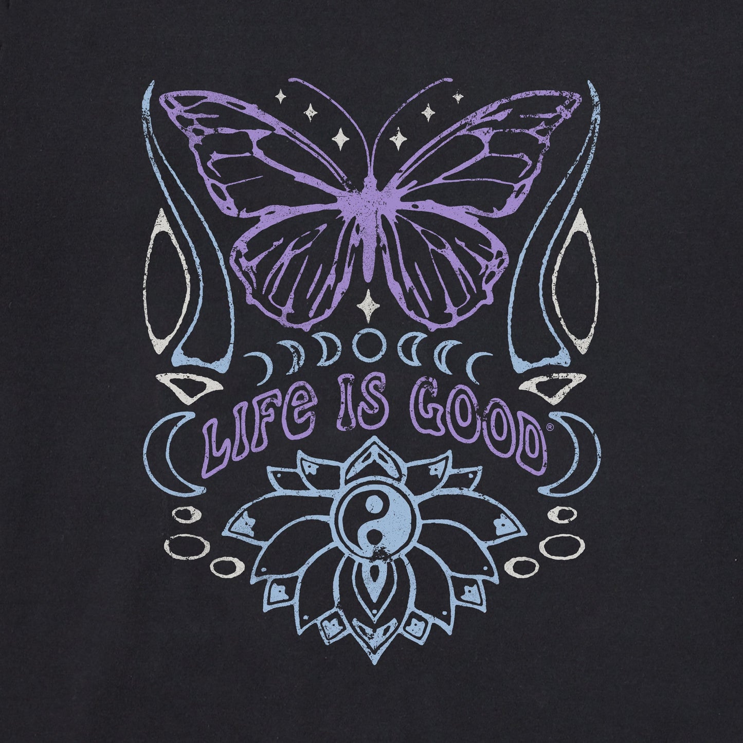 Women's Butterfly Yin Yang Long Sleeve Crusher Boxy Tee