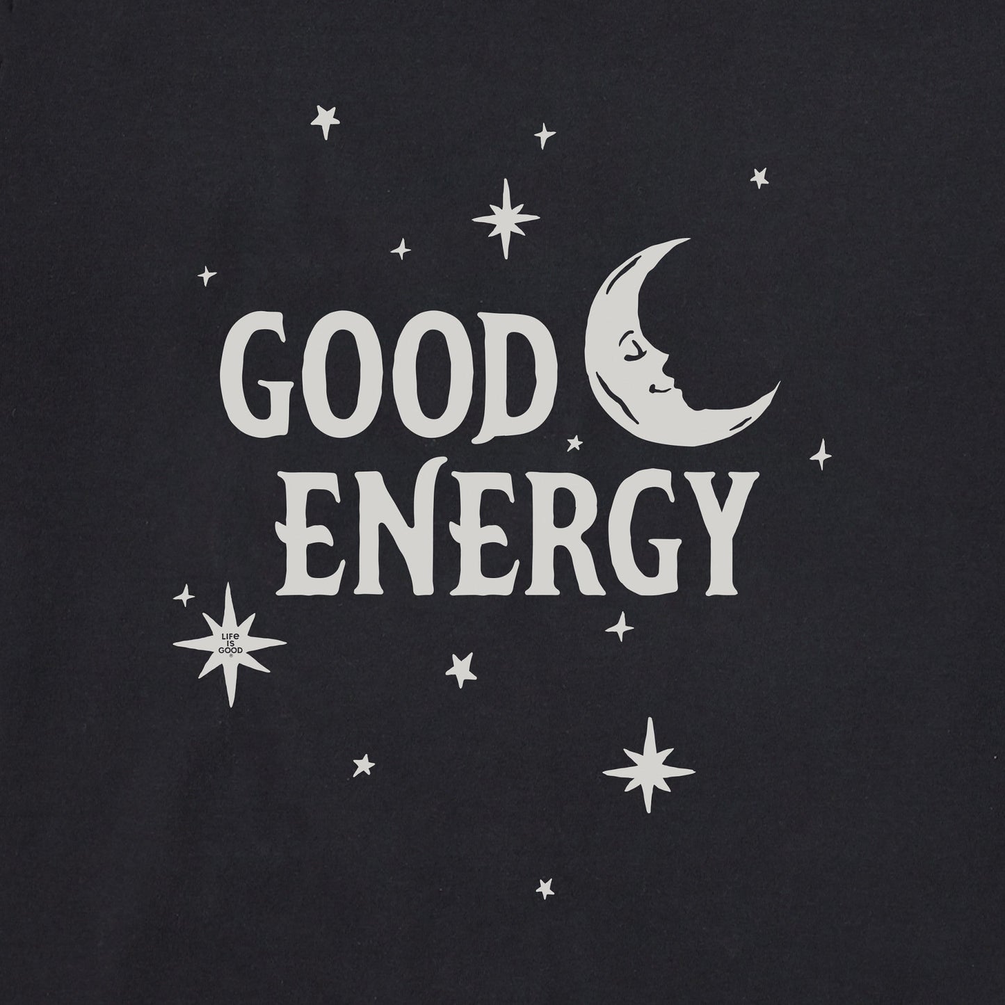 Women's Wordsmith Good Energy Moon & Stars Long Sleeve Crusher Boxy Tee