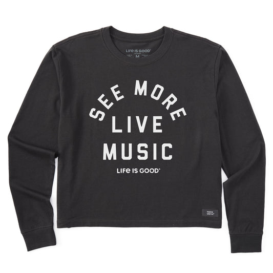 Women's See More Live Music Long Sleeve Crusher Boxy Tee