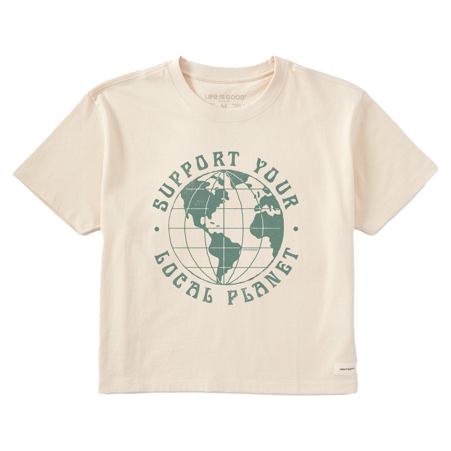 Women's Support Your Local Planet Globe Short Sleeve Crusher Boxy Tee
