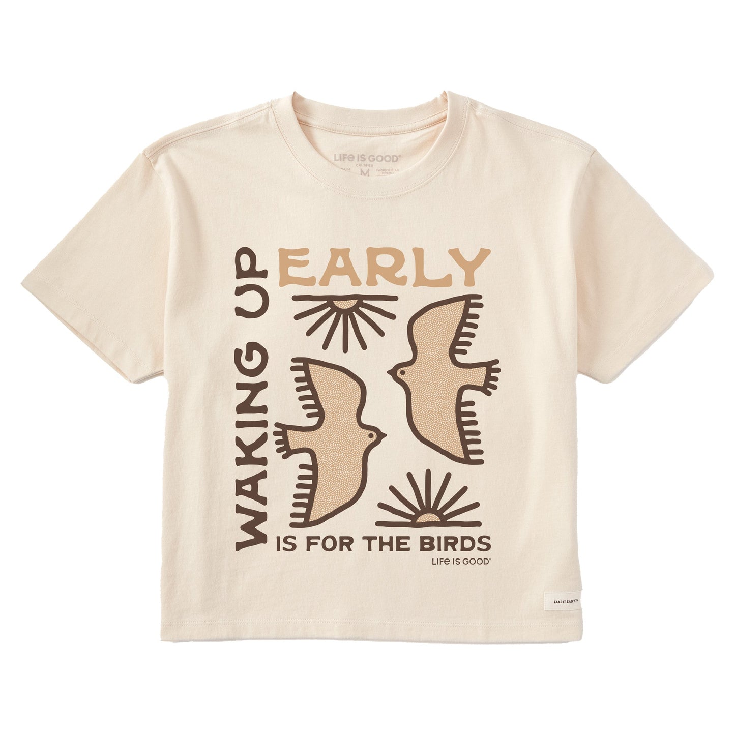 Women's Waking Up Early is for the Birds Short Sleeve Crusher Boxy Tee