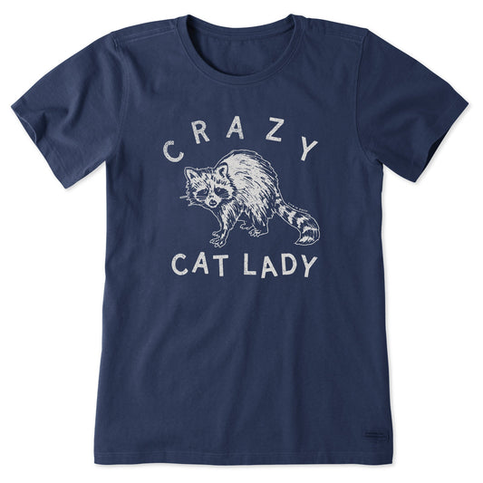 Women's Crazy Cat Lady Raccoon Short Sleeve Tee