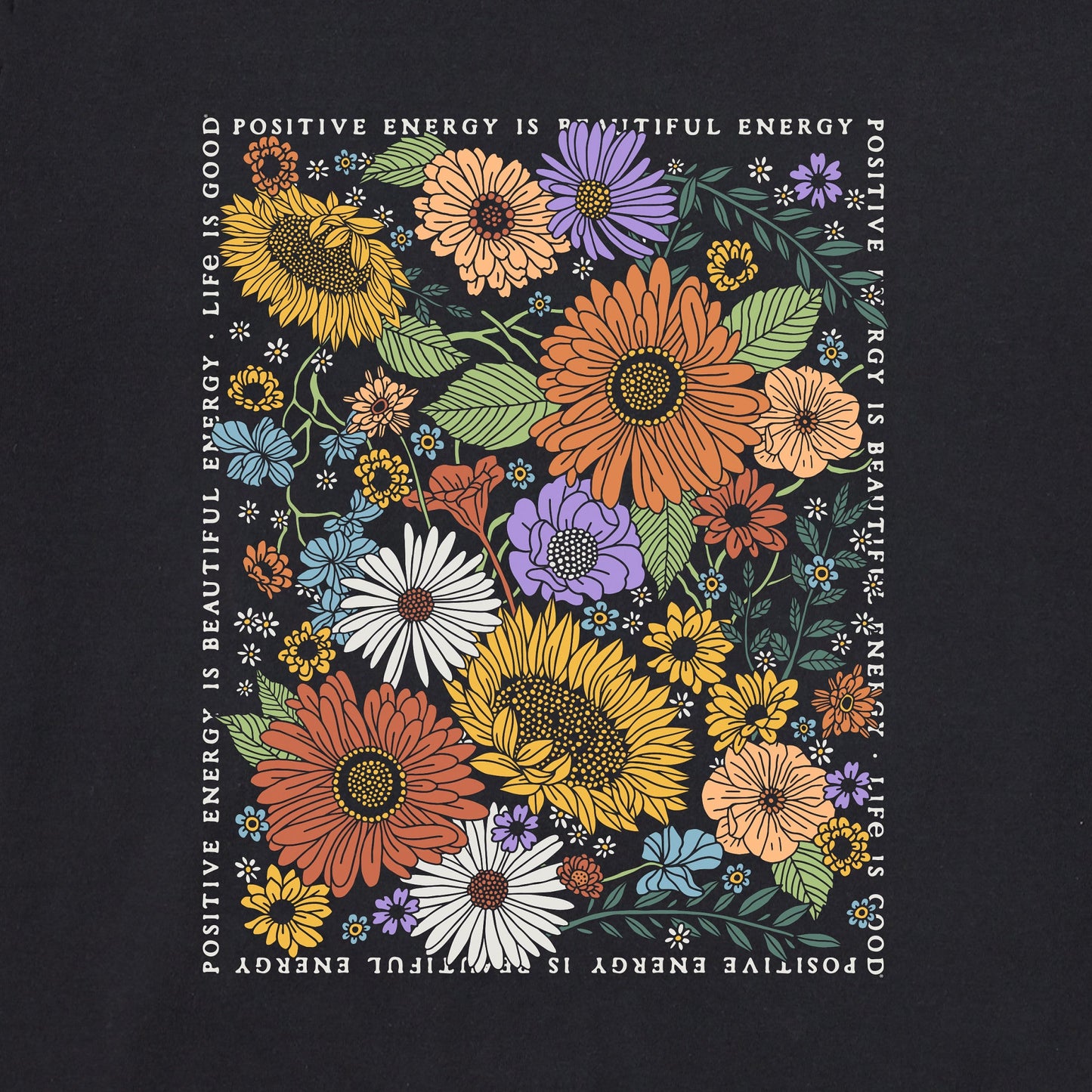 Women's Beautiful Energy Wildflowers Long Sleeve Crusher Boxy Tee