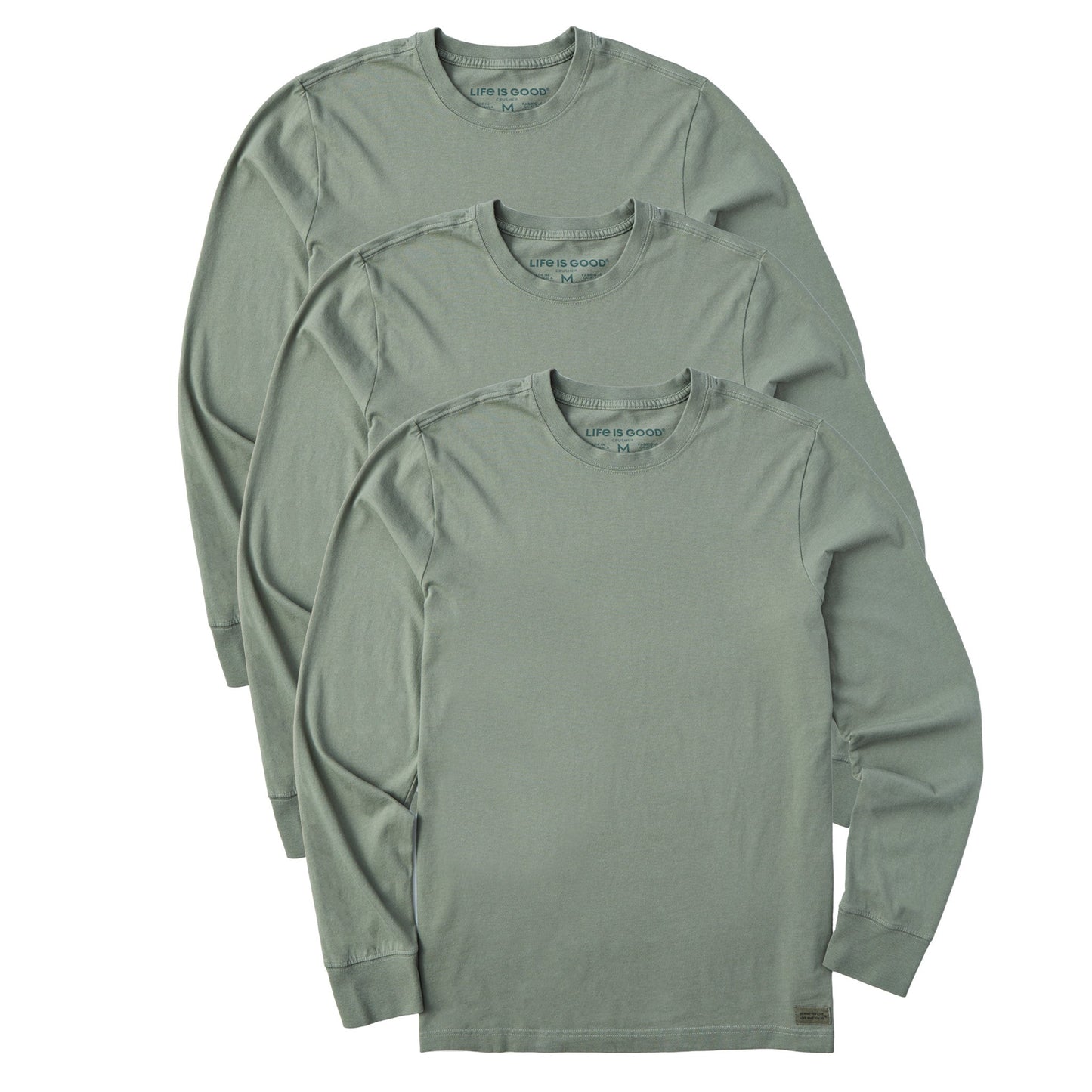 Men's Solid 3-Pack Long Sleeve Crusher Tee - Moss Green