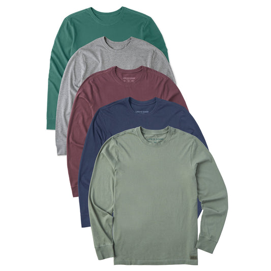 Men's Solid 5-Pack Long Sleeve Crusher Tee - Multi