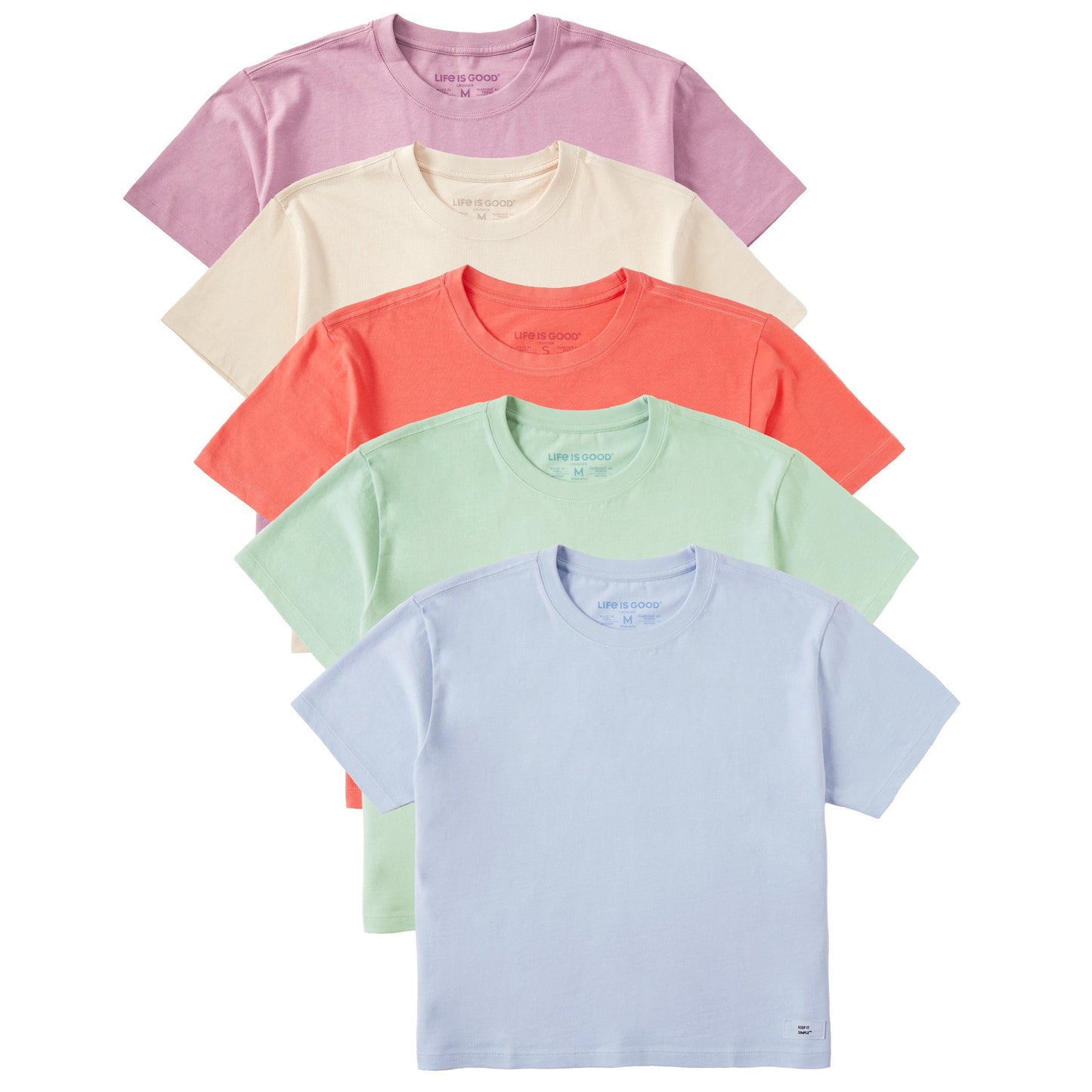 Women's Solid 5-Pack Crusher Boxy Tee - Multi 2
