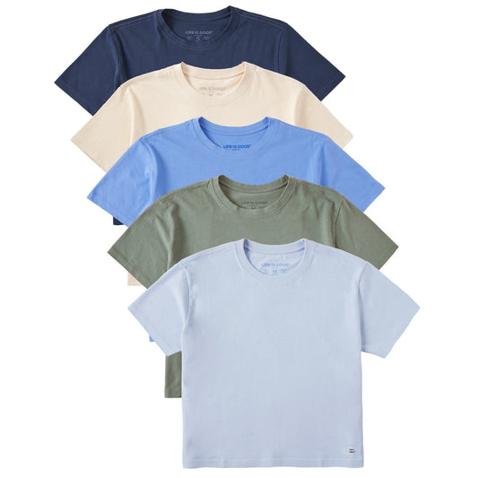 Women's Solid 5-Pack Crusher Boxy Tee - Multi