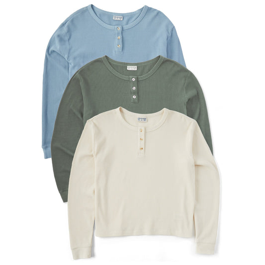 Women's Solid 3-Pack Long Sleeve Thermal Henley  Multi 2