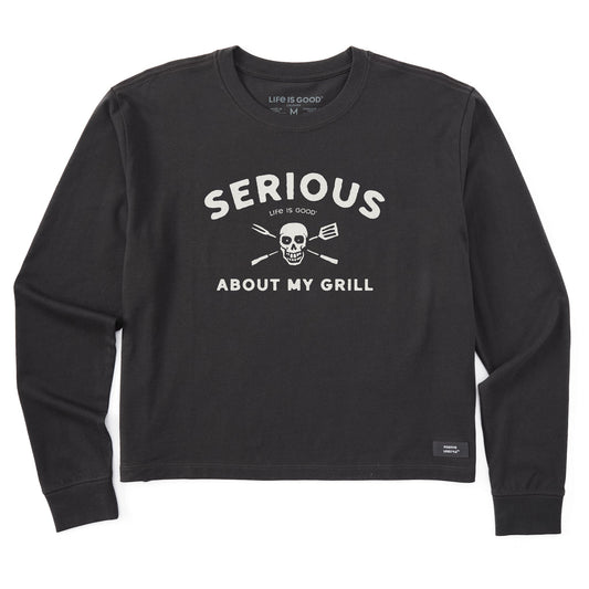 Women's Serious About My Grill Long Sleeve Crusher Boxy Tee