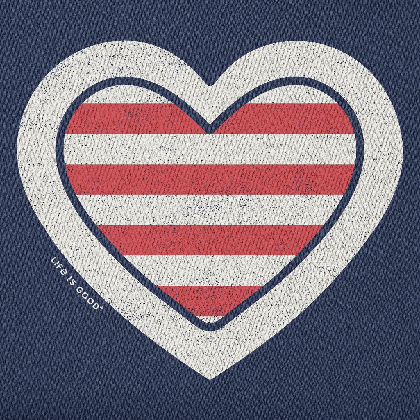 Women's American Striped Heart Short Sleeve Vee