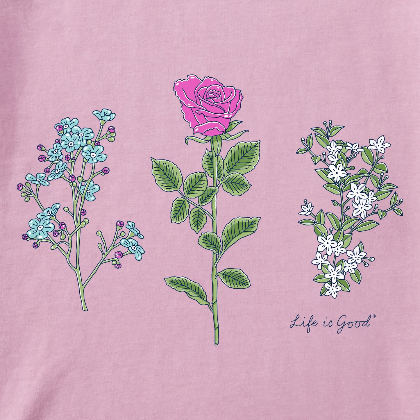 Women's 3 Botanical Rose Jasmine Short Sleeve Crusher Vee