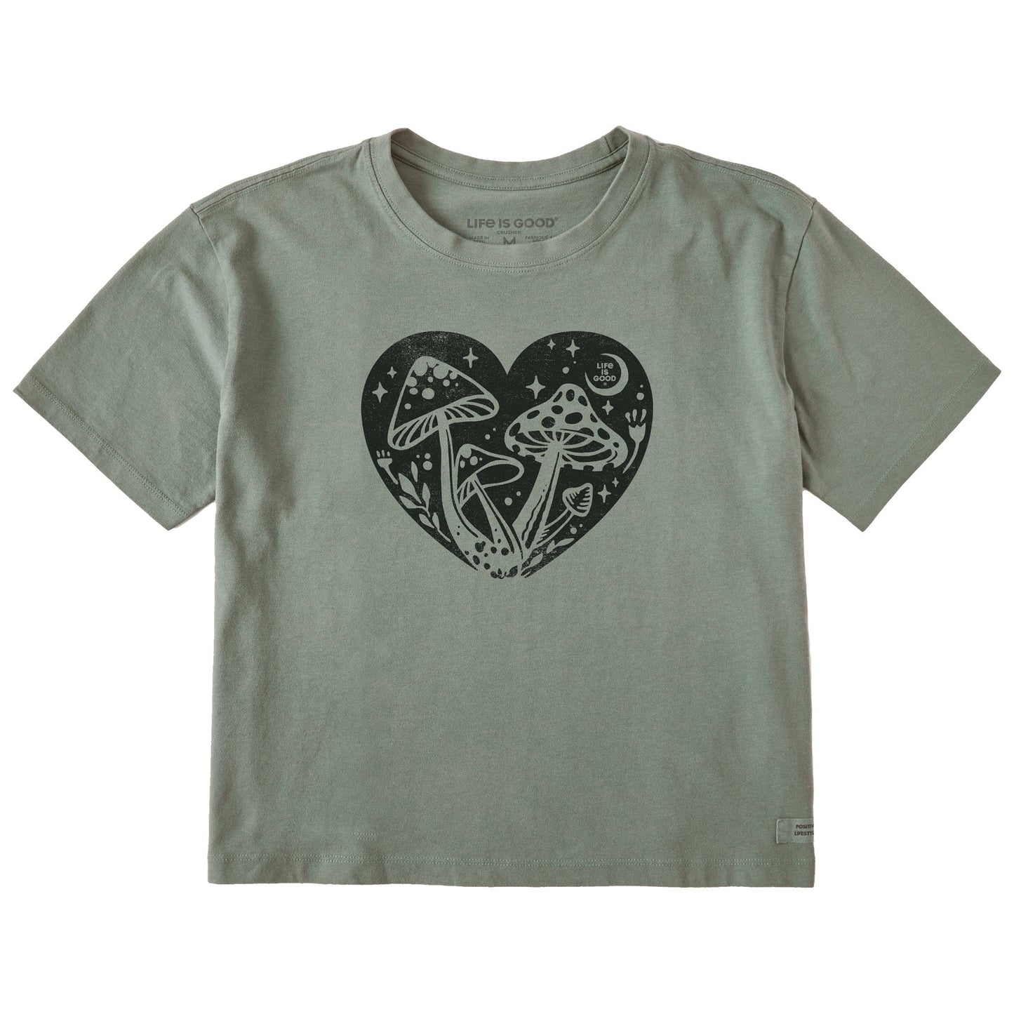Women's Mushroom Heart Short Sleeve Crusher Boxy Tee