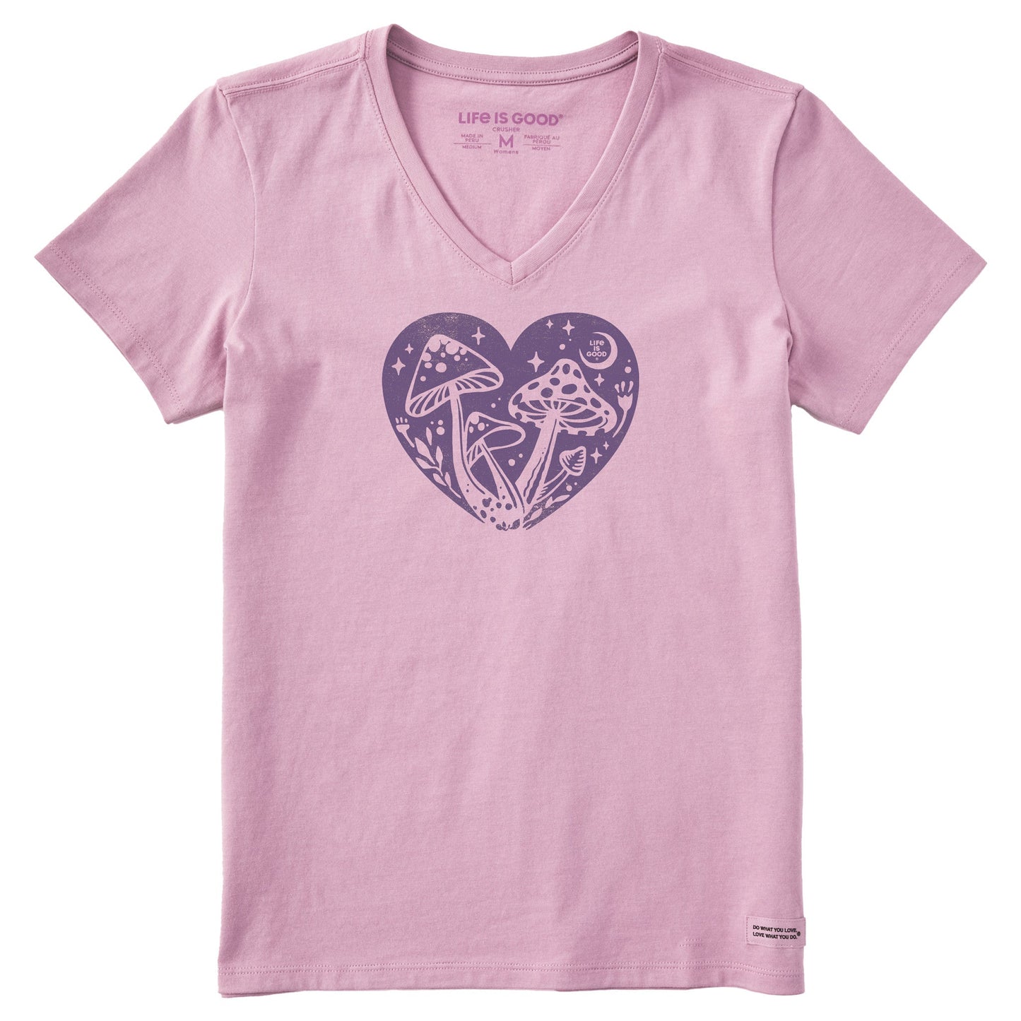 Women's Mushroom Heart Short Sleeve Crusher Vee