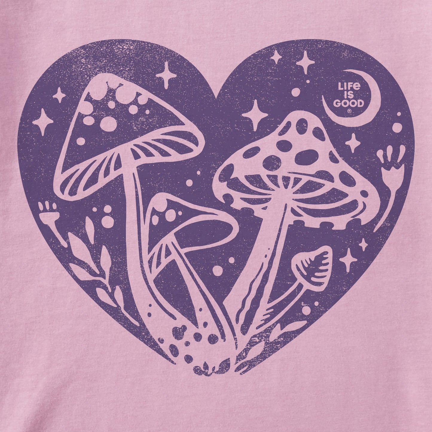 Women's Mushroom Heart Short Sleeve Crusher Vee