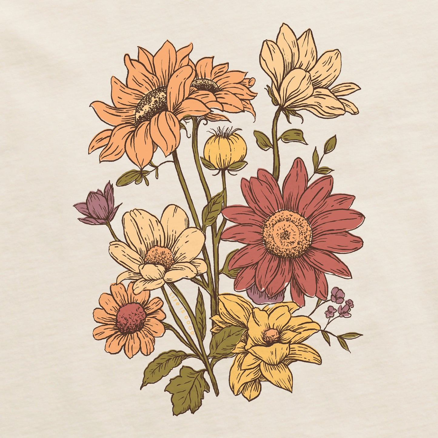Women's Autumn Florals Short Sleeve Crusher Tee