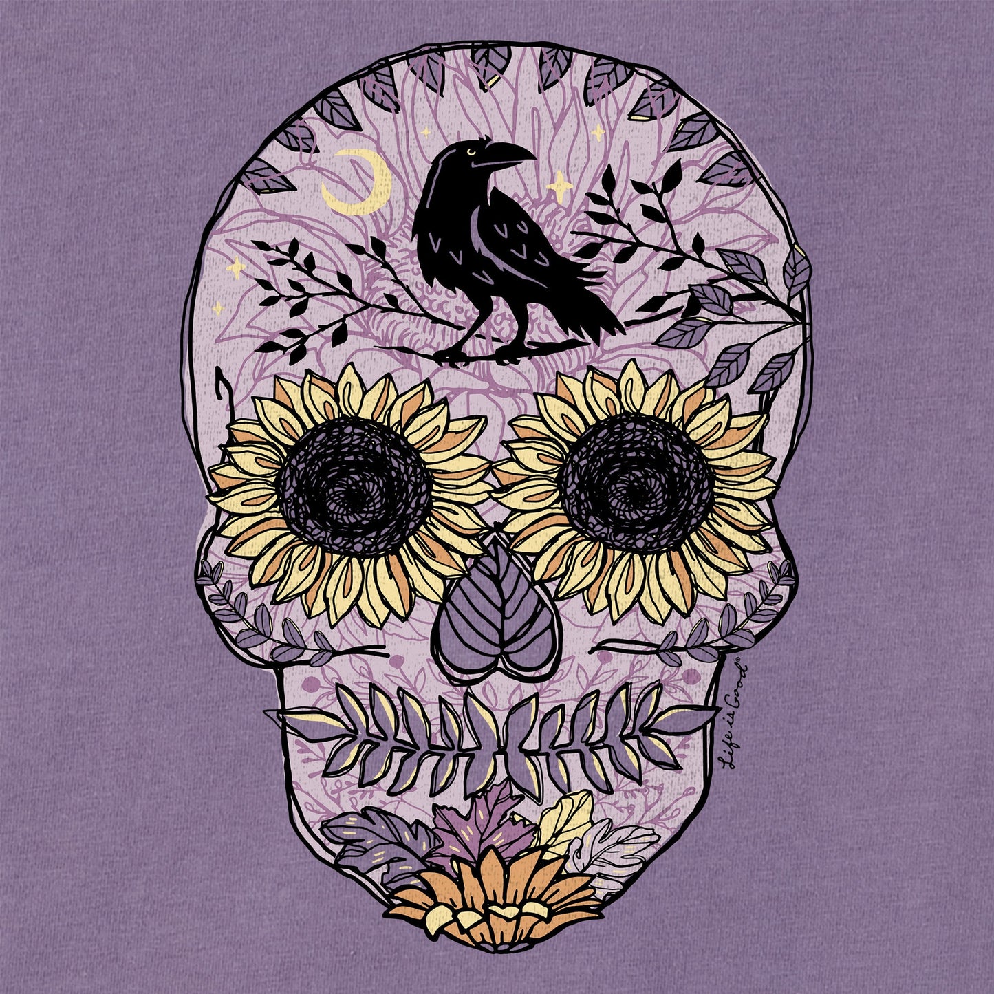 Women's Sunflower Skull Short Sleeve Crusher Tee