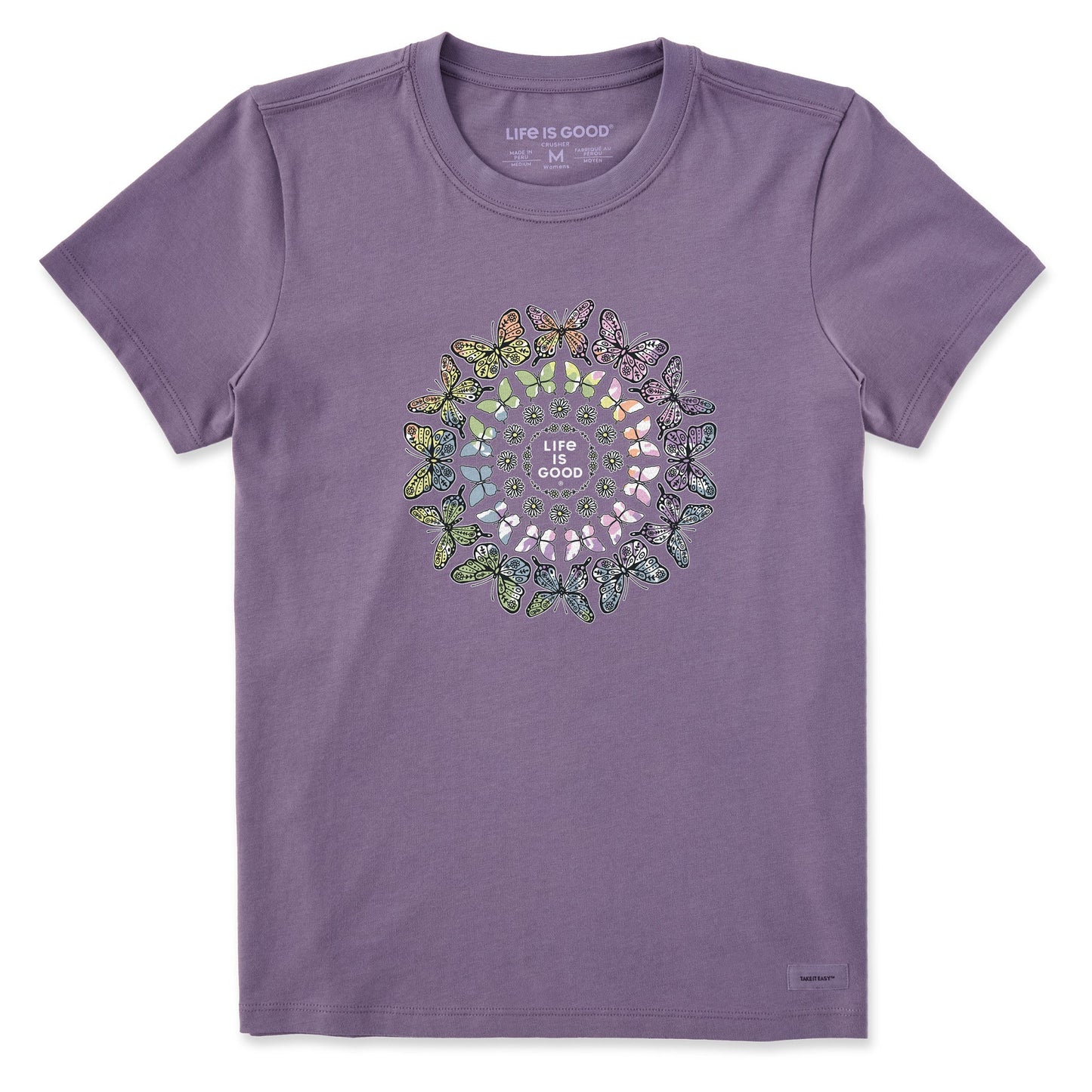 Women's Tie Dye Butterfly Daisy Mandala Short Sleeve Tee