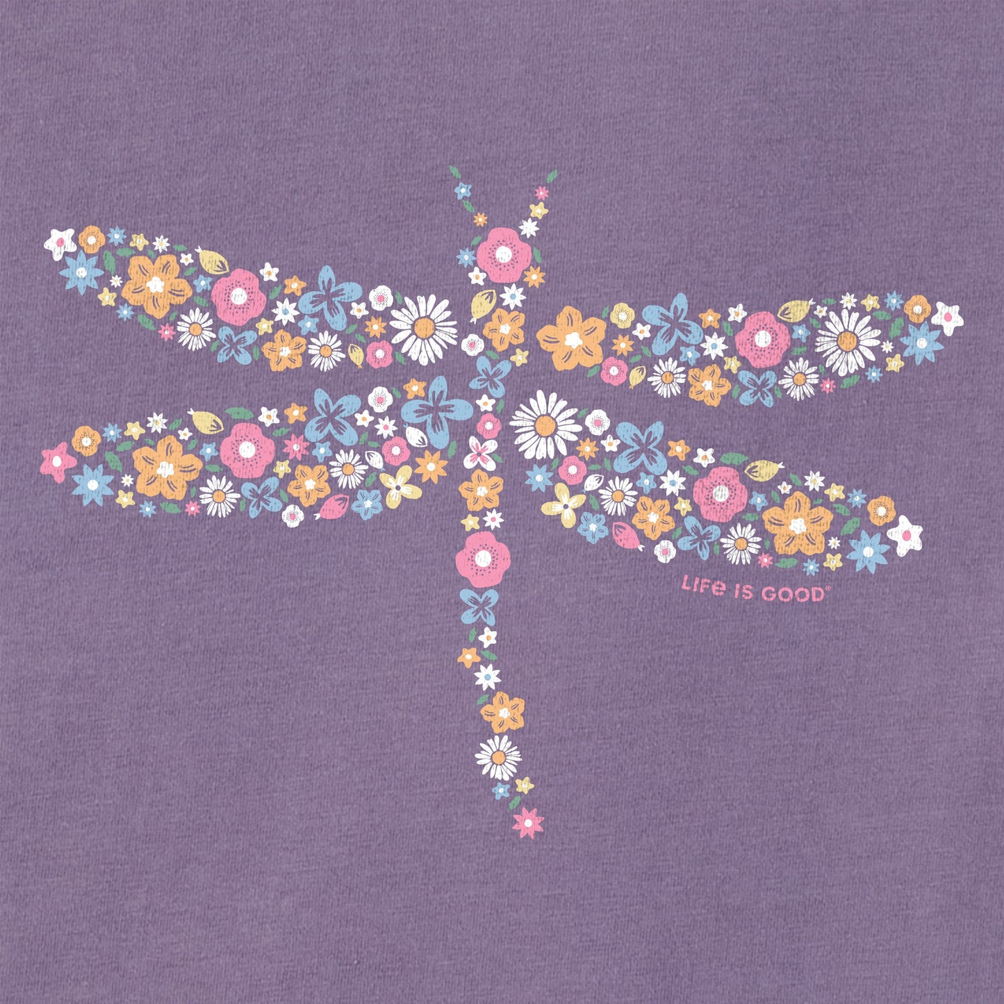 Women's Dragonfly Flowers Short Sleeve Tee