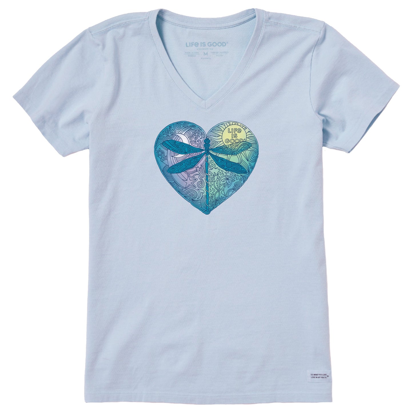 Women's Dragonfly Heart Short Sleeve Vee