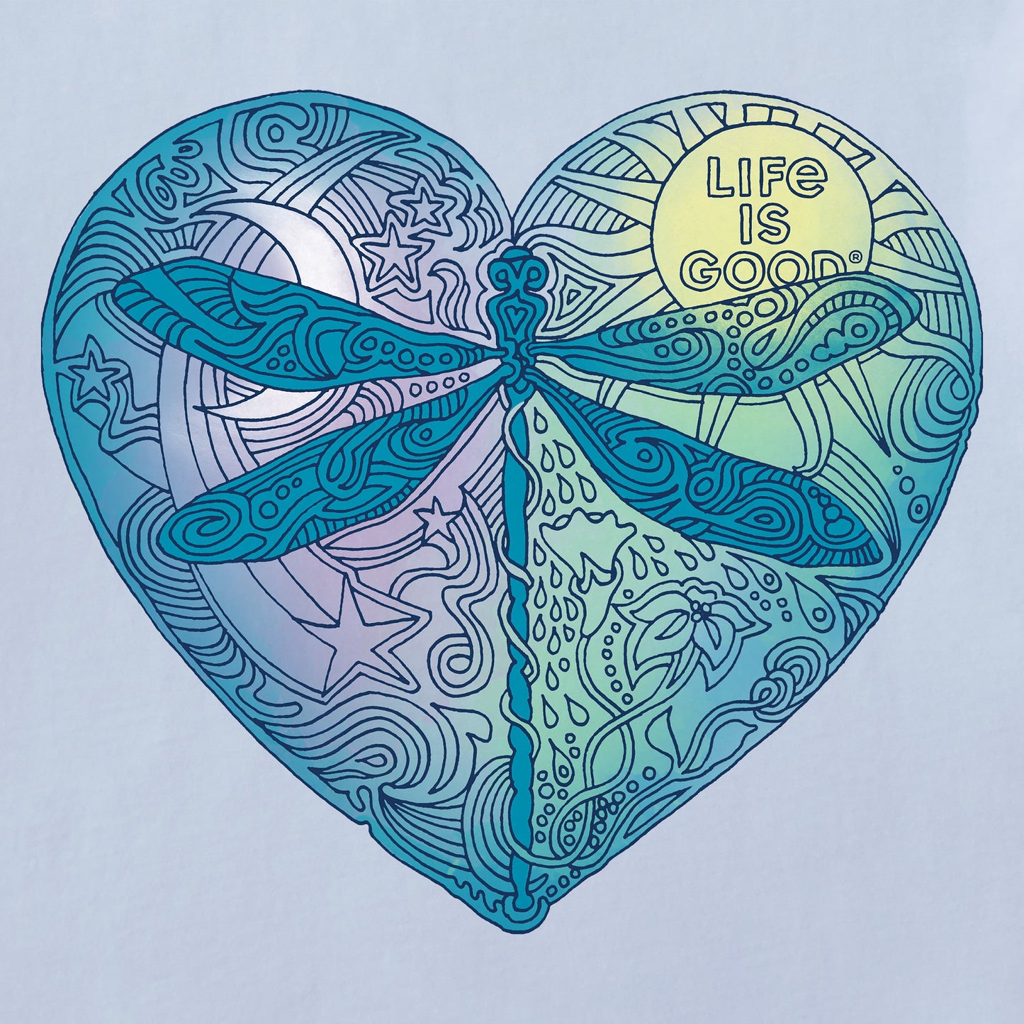 Women's Dragonfly Heart Short Sleeve Vee