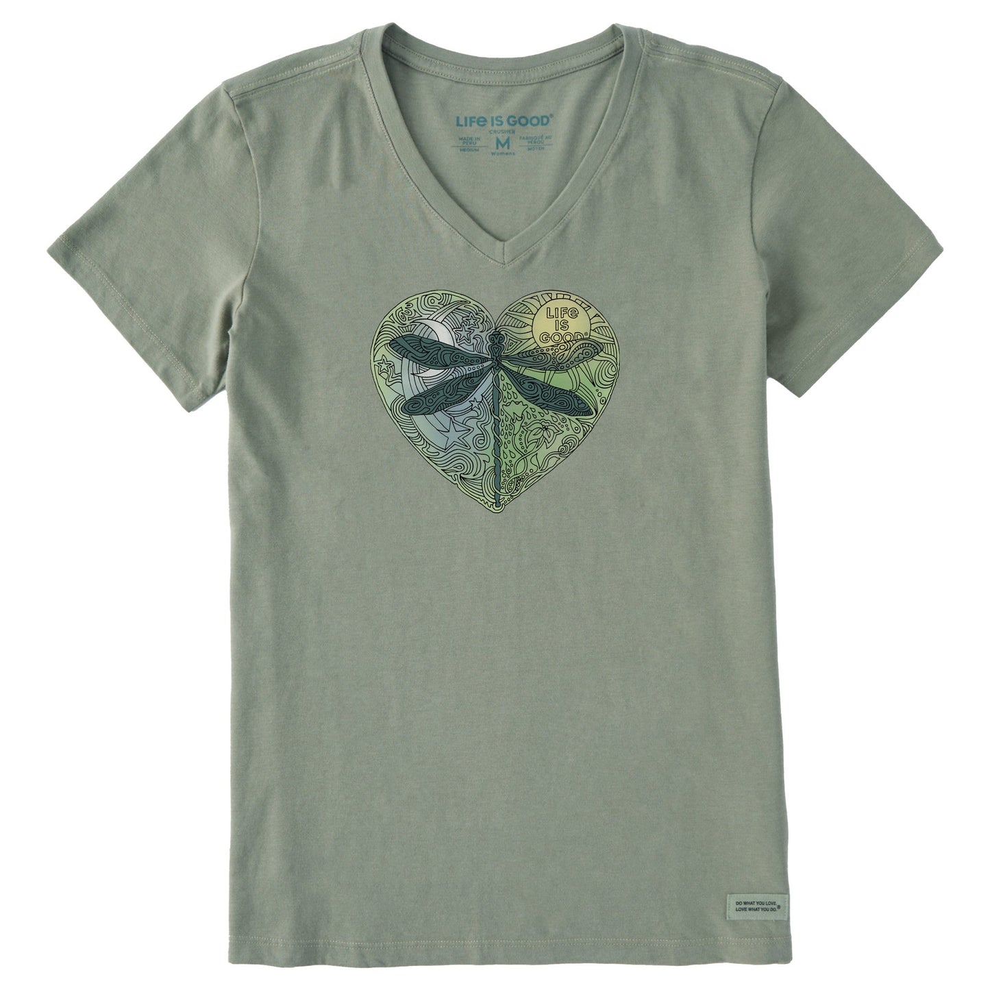 Women's Dragonfly Heart Short Sleeve Vee
