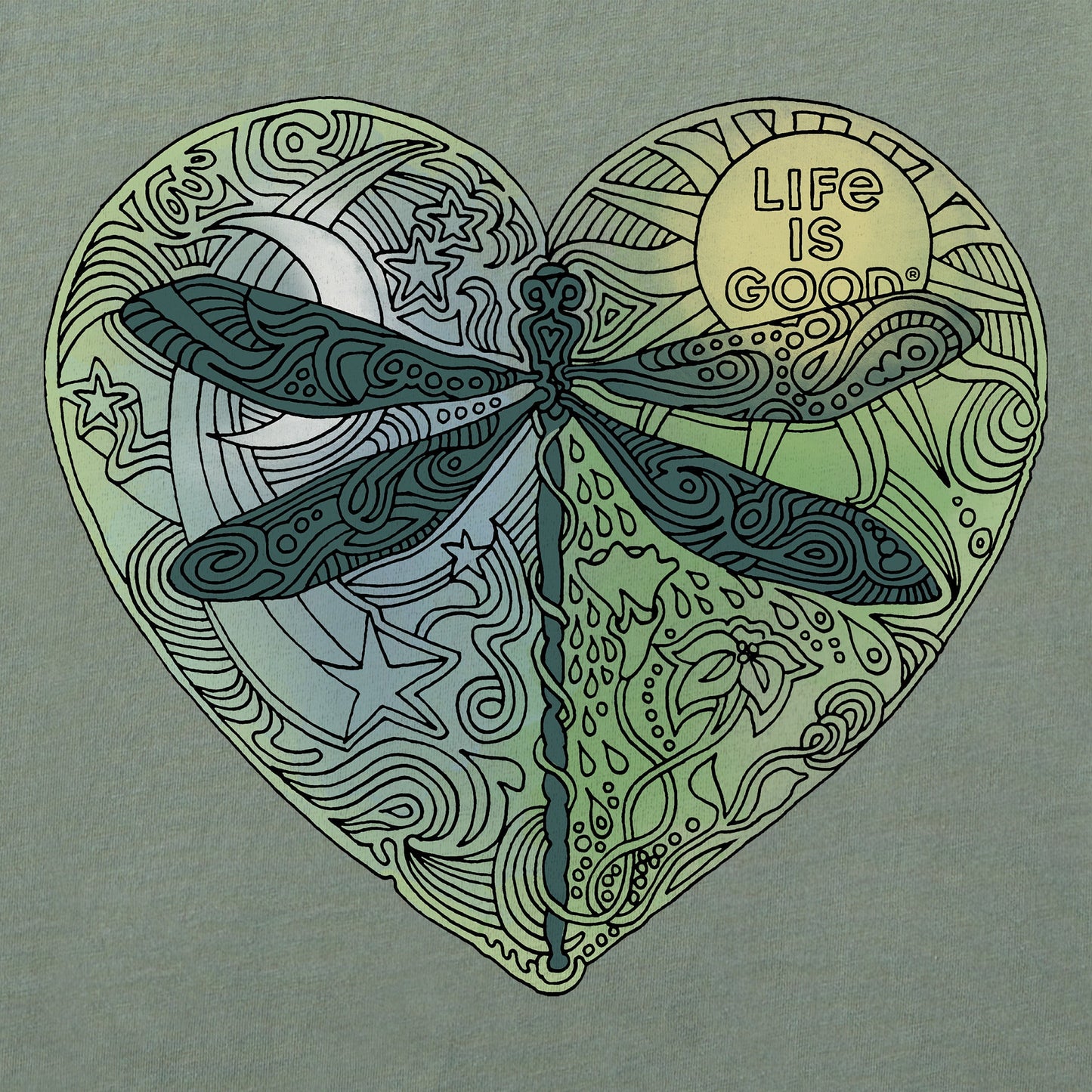 Women's Dragonfly Heart Short Sleeve Vee