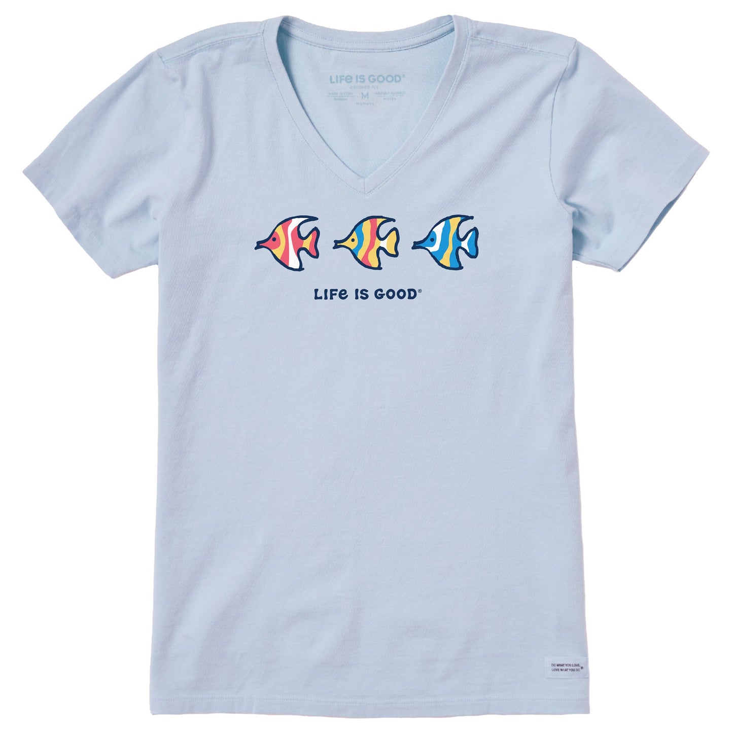 Women's Three Colorful Fish Short Sleeve Crusher Vee