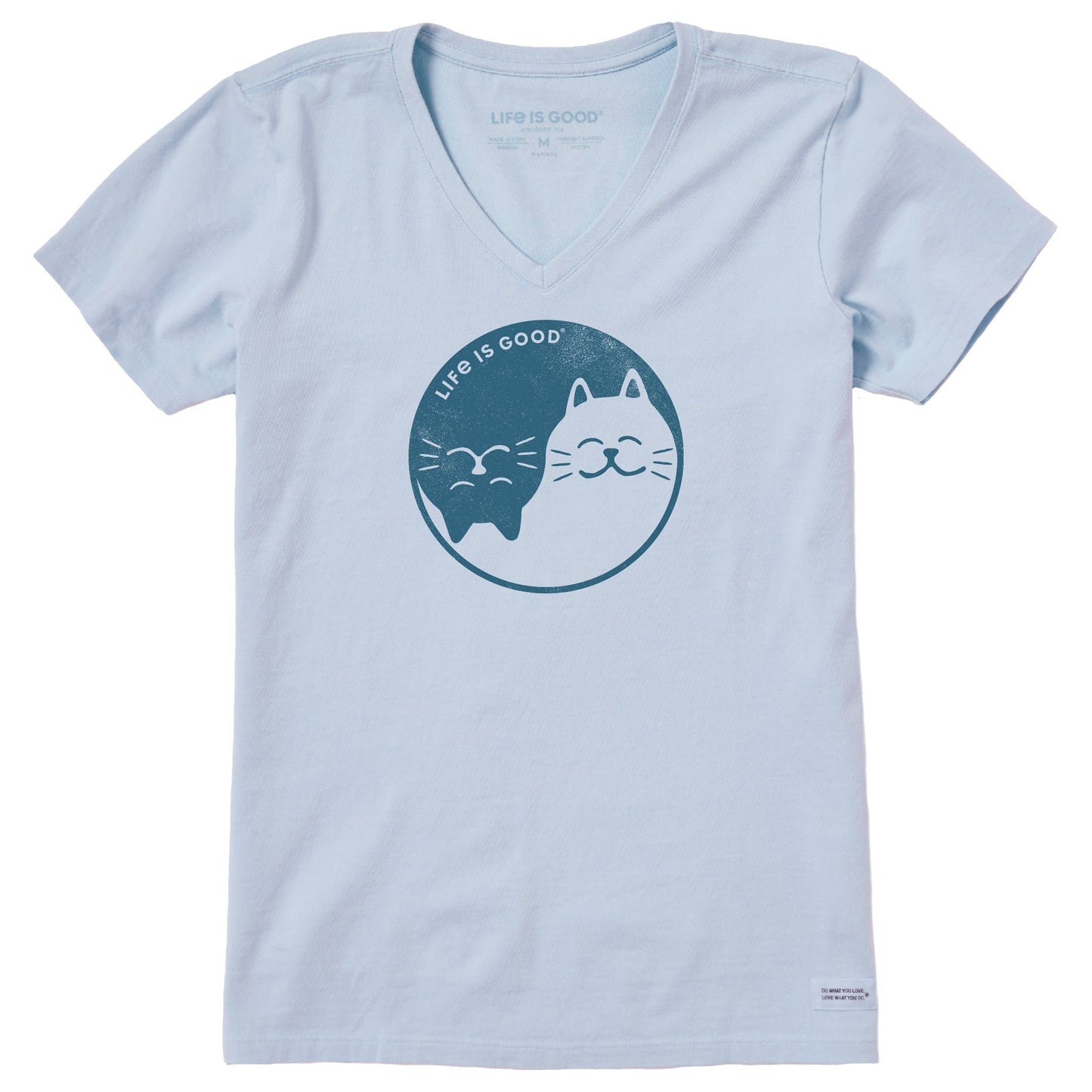 Women's Cat Yin and Yang Short Sleeve Crusher Vee