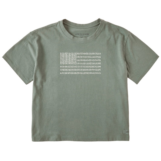 Women's Bert's Herringbone Flag Short Sleeve Crusher Boxy Tee