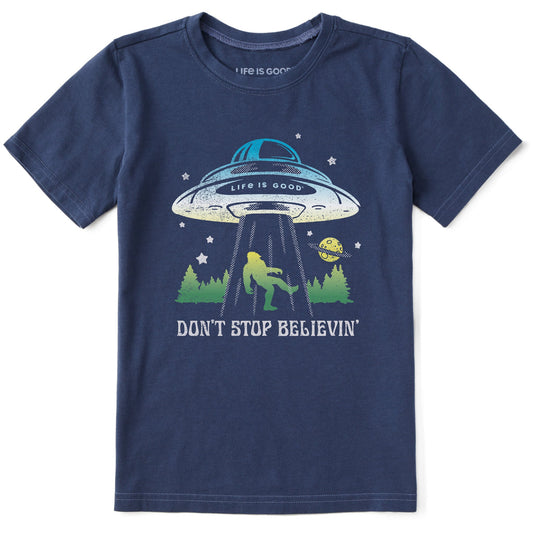 Kids Don't Stop Believin' Bigfoot Abduction Short Sleeve Crusher Tee