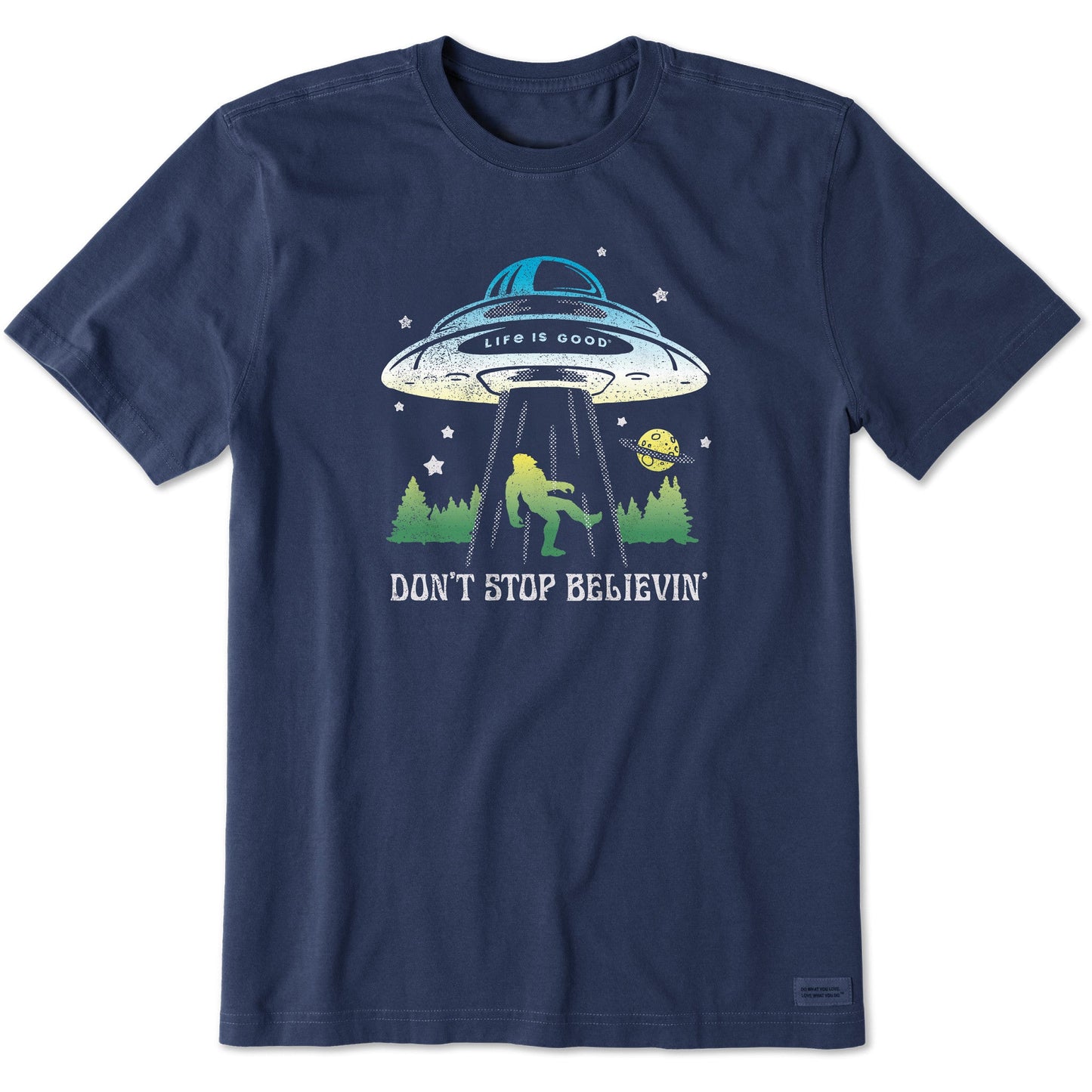 Men's Don't Stop Believin' Bigfoot Abduction Short Sleeve Crusher Tee