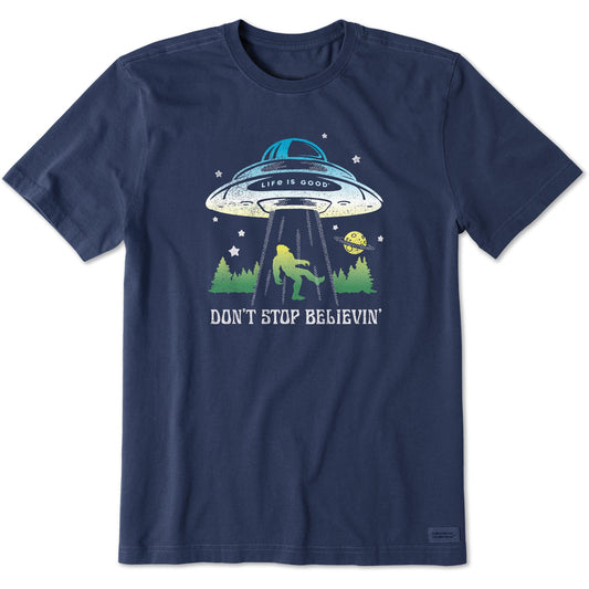 Men's Don't Stop Believin' Bigfoot Abduction Short Sleeve Crusher Tee