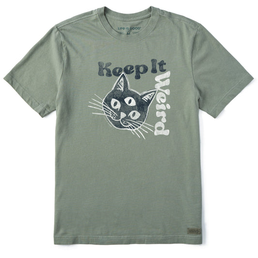 Men's Keep it Weird Cat Short Sleeve Crusher Tee