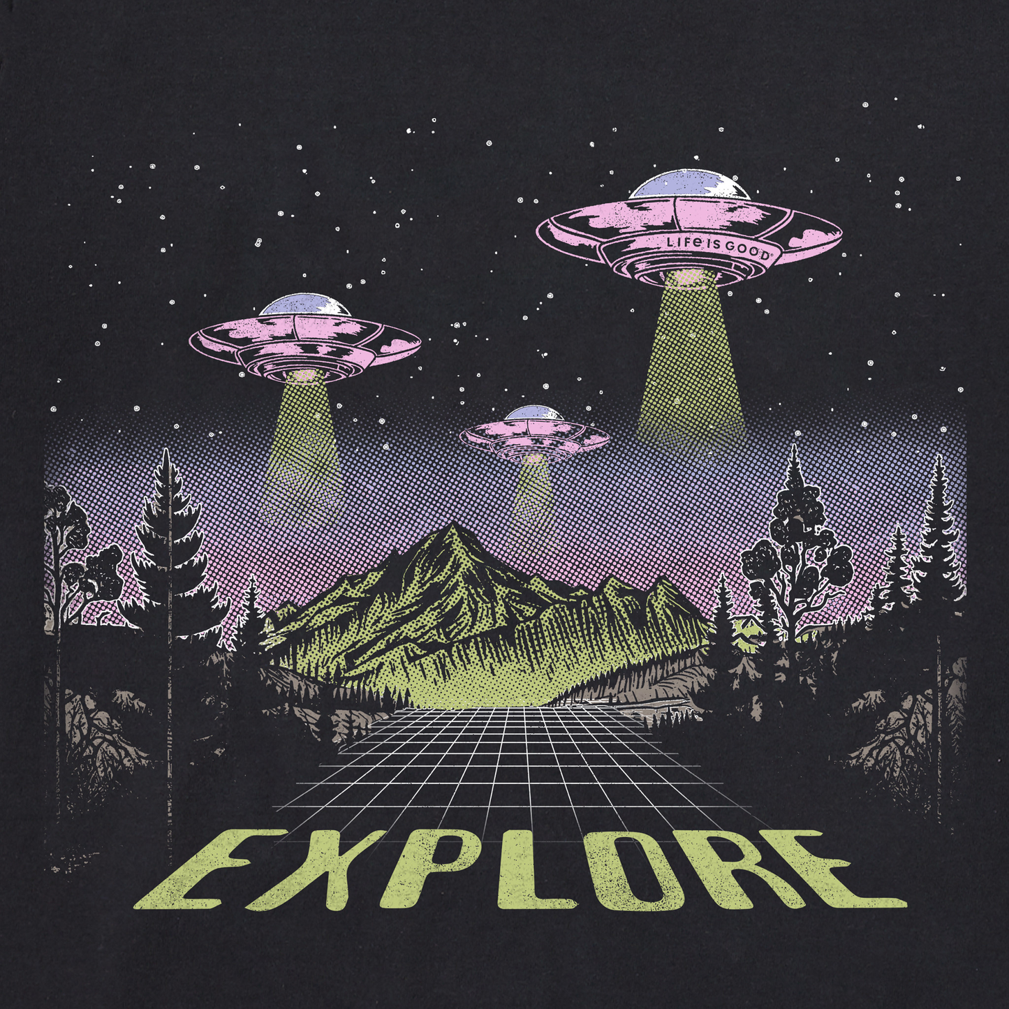 Men's Explore UFO Landscape Long Sleeve Crusher Tee